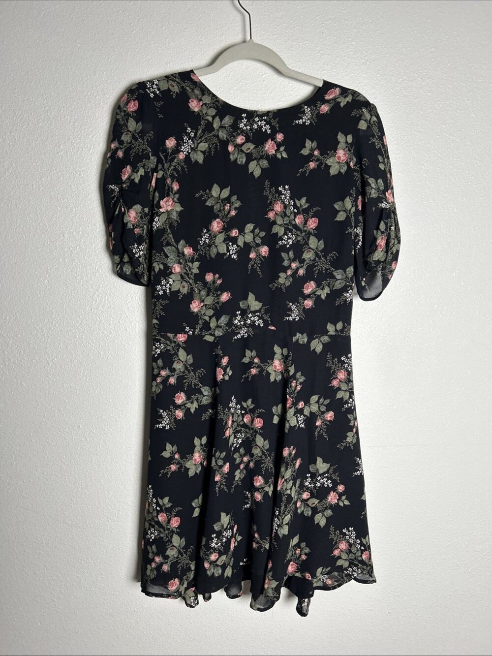 Reformation Gracie Dress Cut Short Sleeve Floral Black Pink Size 10